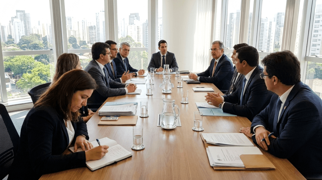Membro da CIPA registrando a ata durante reunião ordinária da comissão