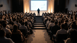 Auditório lotado durante palestra da Semana Interna de Prevenção de Acidentes